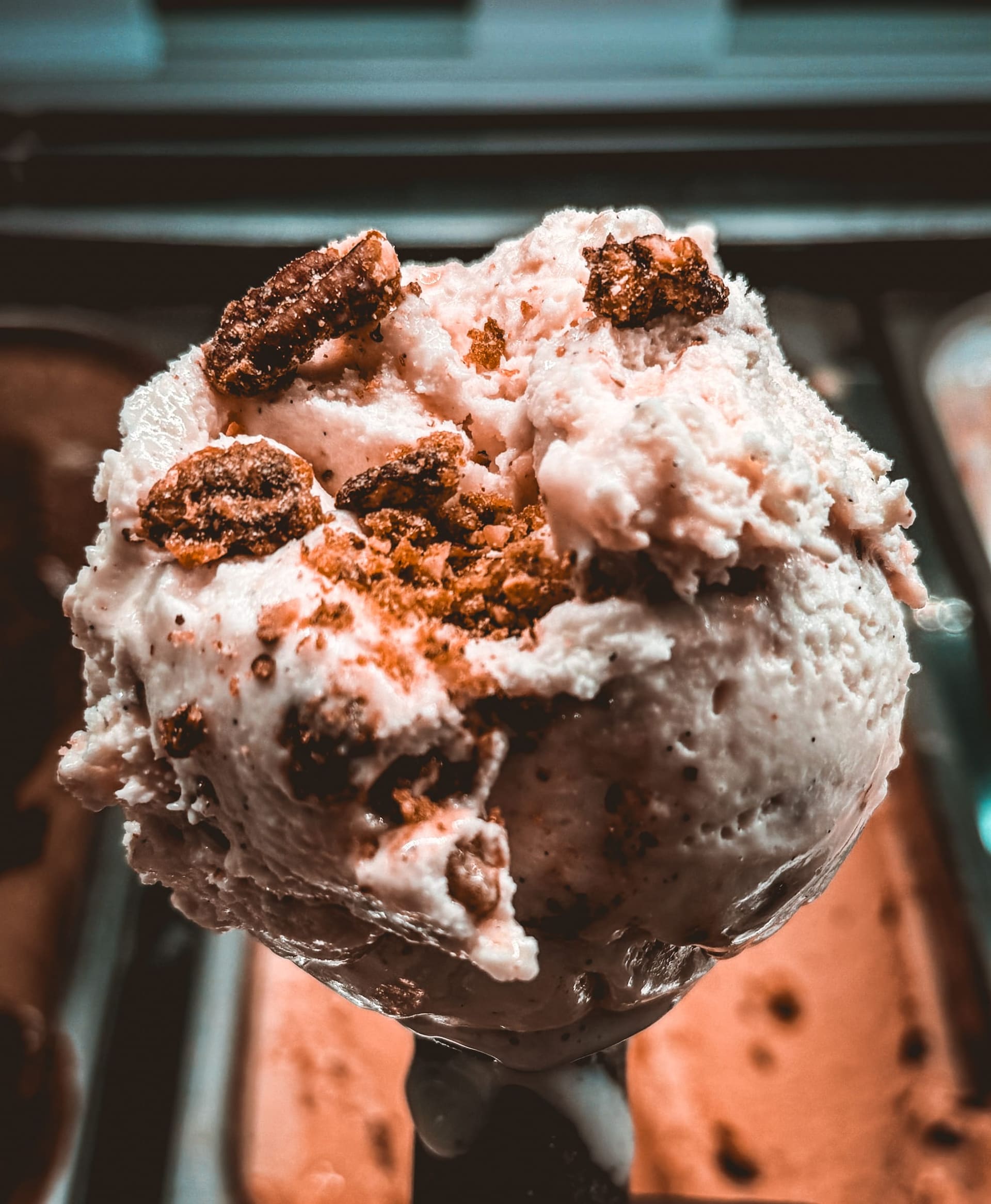 A scoop of Be Free Sea Salt Assault ice cream