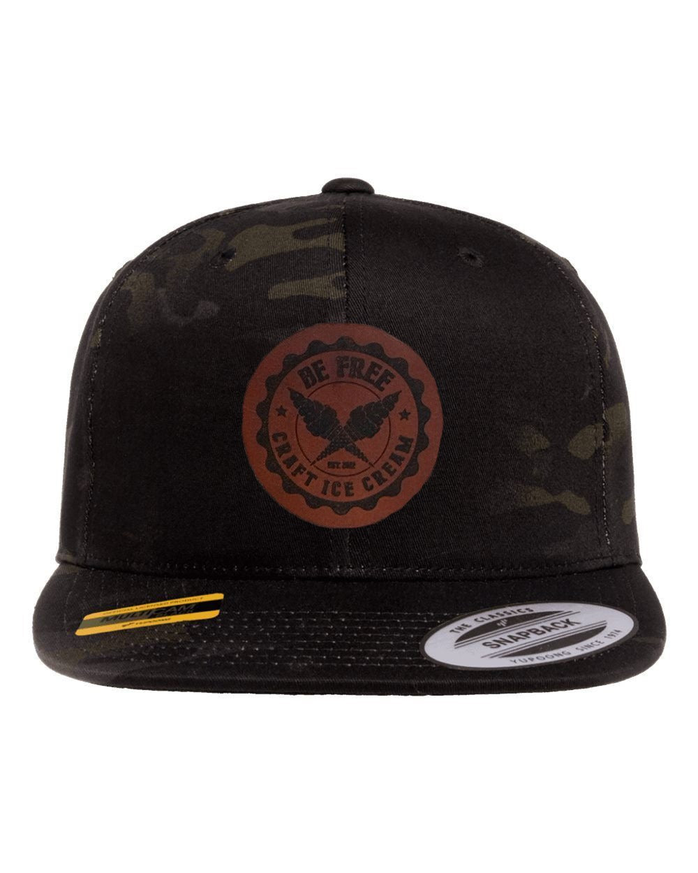 Be Free Craft Ice Cream Leather Patch Black Camo Snapback PREORDER